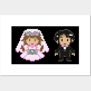 8-bit Bride and Groom Posters and Art